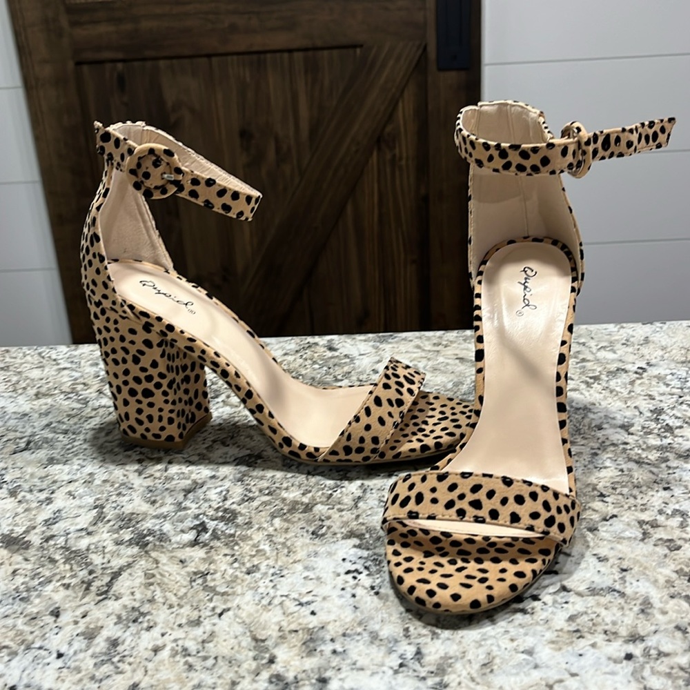 Qupid Dalmatian Print Block Heels 8.5 - image 1